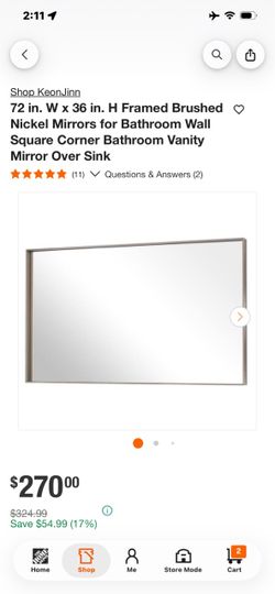 KeonJinn 72x36 Brushed Nickel Framed Bathroom Mirror