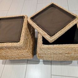 (2) Rattan Wicker Baskets Storage Chests