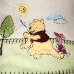 Vintage Disney Winnie The Pooh And Piglet Blanket 39x28” Baby blanket stitch