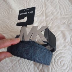 Michael Kors Men's Printed Mk Logo Belt 