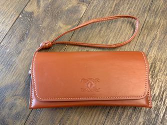 Celine Triomphe Leather Wristlet Clutch
