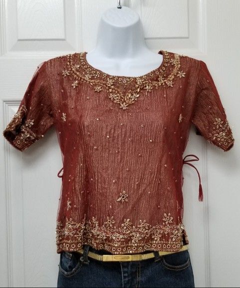 Burgundy Beaded Top S