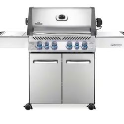 Prestige 500 4-Burner Natural Gas Grill in Stainless Steel with Infrared Side and Rear Burners and Rotisserie Kit