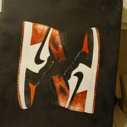 Eric Jordan's Backboard On Canvas 16x20. Some wear on corners As Noted In Photo