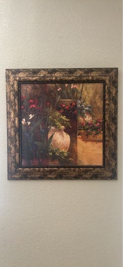 Framed Floral Garden Wall Art Print 32 X 32