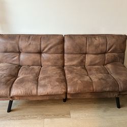 Brown leather day bed/ couch