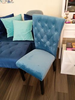 QTY 2 - Blue Tuft Dining Chairs