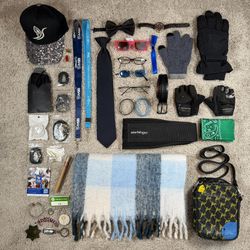 Lot of 40 Miscellaneous Accessories Bundle - Hat, Ties, Gym Belt, Gloves, Sunglasses, Bag + more