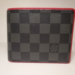 Louis Vuitton Red Lining Damier Mens Wallet
