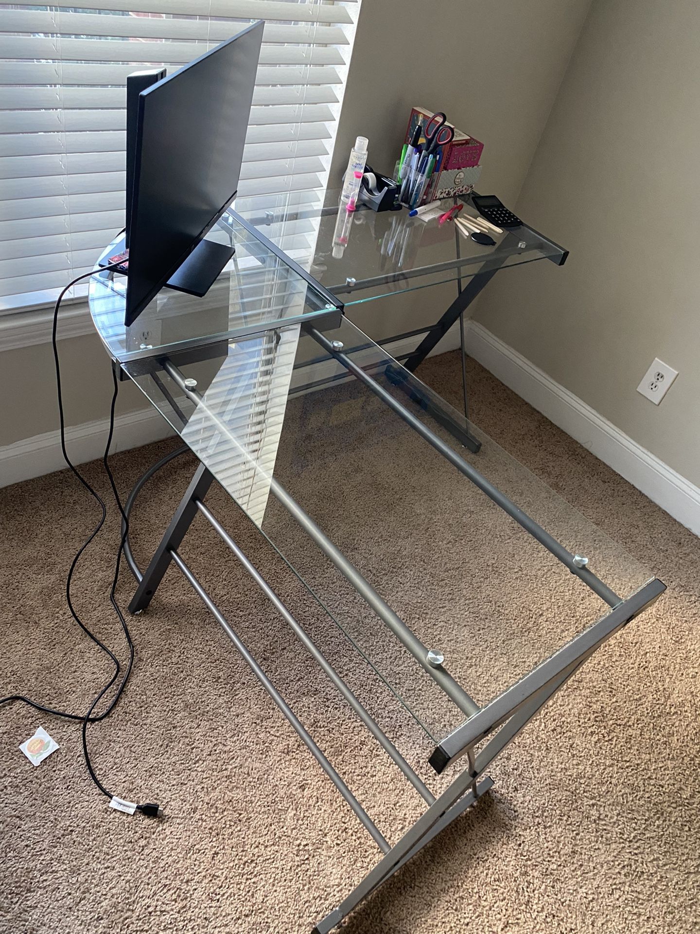 L-Shaped Glass Desk