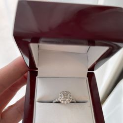 Diamond Engagement Ring 14K White Gold GIA Cert 