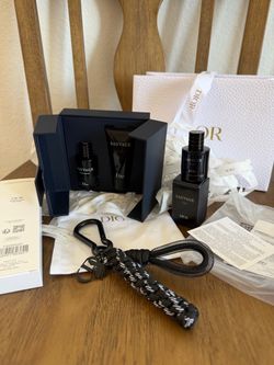 Dior Black Braided Key Ring Carabiner + Sauvage Elixir & EDP Gift Set