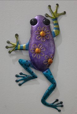 Colorful Frog Metal Tin Wall Art 25" Fun Home Garden Decor