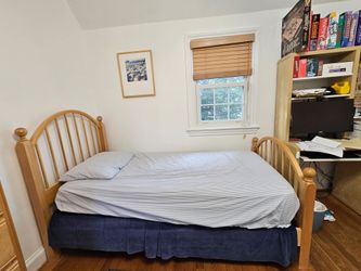 Solid wood twin bed with mattress and box spring