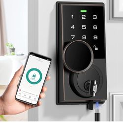 Smart Lock, Keyless Entry Door Lock with Bluetooth/Alexa Voice Control, Touchscreen Keypad Deadbolt Lock with APP, E-Key, Code, Key, Auto-Lock