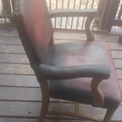 Antique Vintage Wooden Chair With Leather Cushion Cash Only Cash Upon Pickup 
