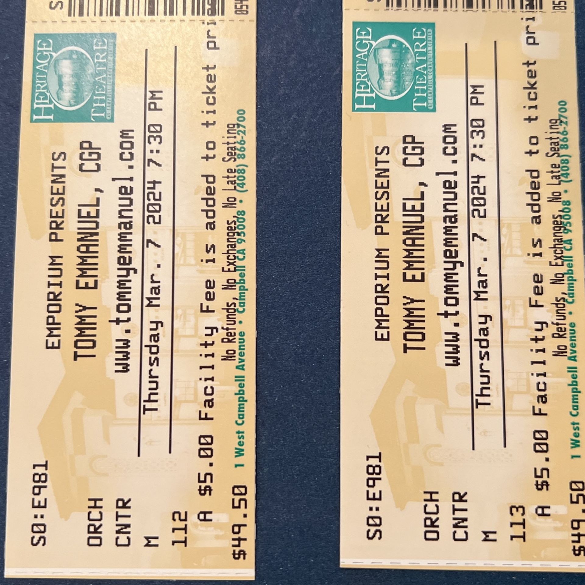 Tommy Emmanuel Tickets Heritage Theater Good Seats