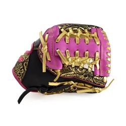 11.50″ Baseball Royal Infield Modified Trapeze Web Black-Gold Floral Fuchsia Glove
