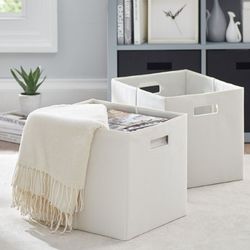 17-17 Fabric Cube Storage Bins, Vanilla Dream, 2 Count. New