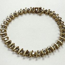 14K Yellow Gold Diamond Tennis Bracelet
