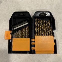 Titanium drill bits Set, NEW, Size range: 1/16 in. to 1/2 in. by 64ths