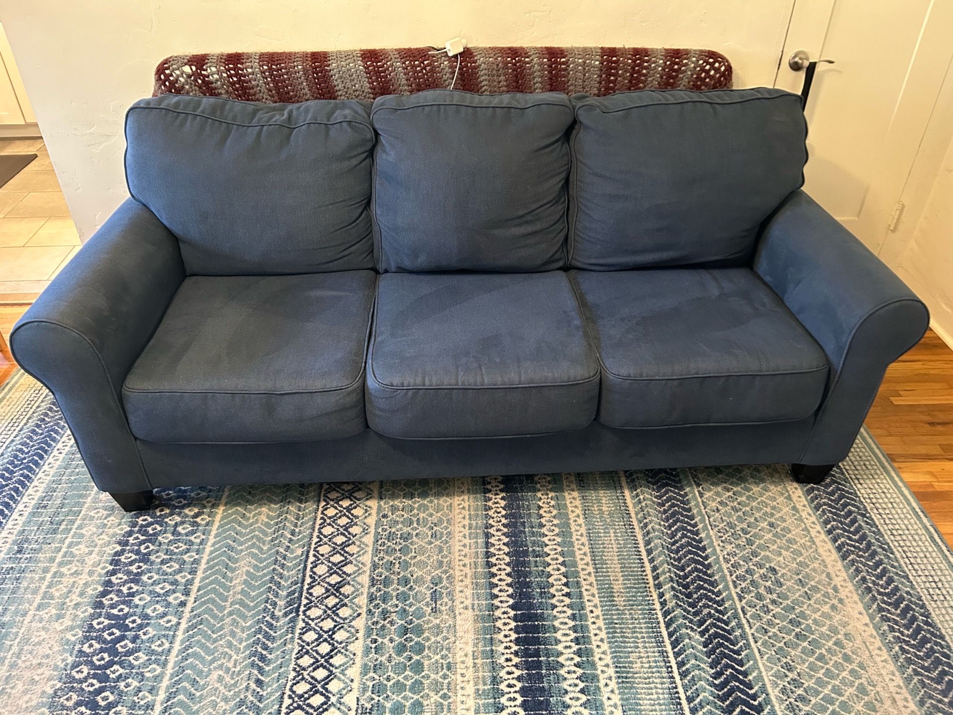 87” blue couch