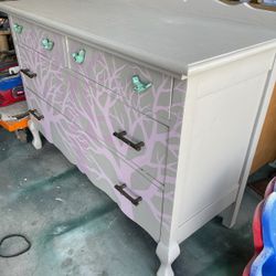 Antique 4 Drawer Hand Painted Nursery Dresser