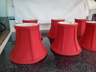Red Silk Bell Chandelier Clip-on Lamp Shades 3"x5", Set Of 8