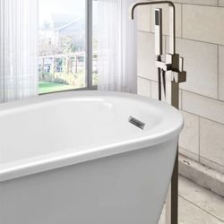 KS #071202 Brushed Nickel Dree Single Handle Floor Mounted Freestanding Tub Filler