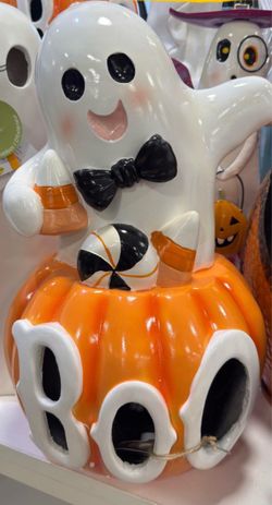 Halloween Ghost in Pumpkin  - 22” tall