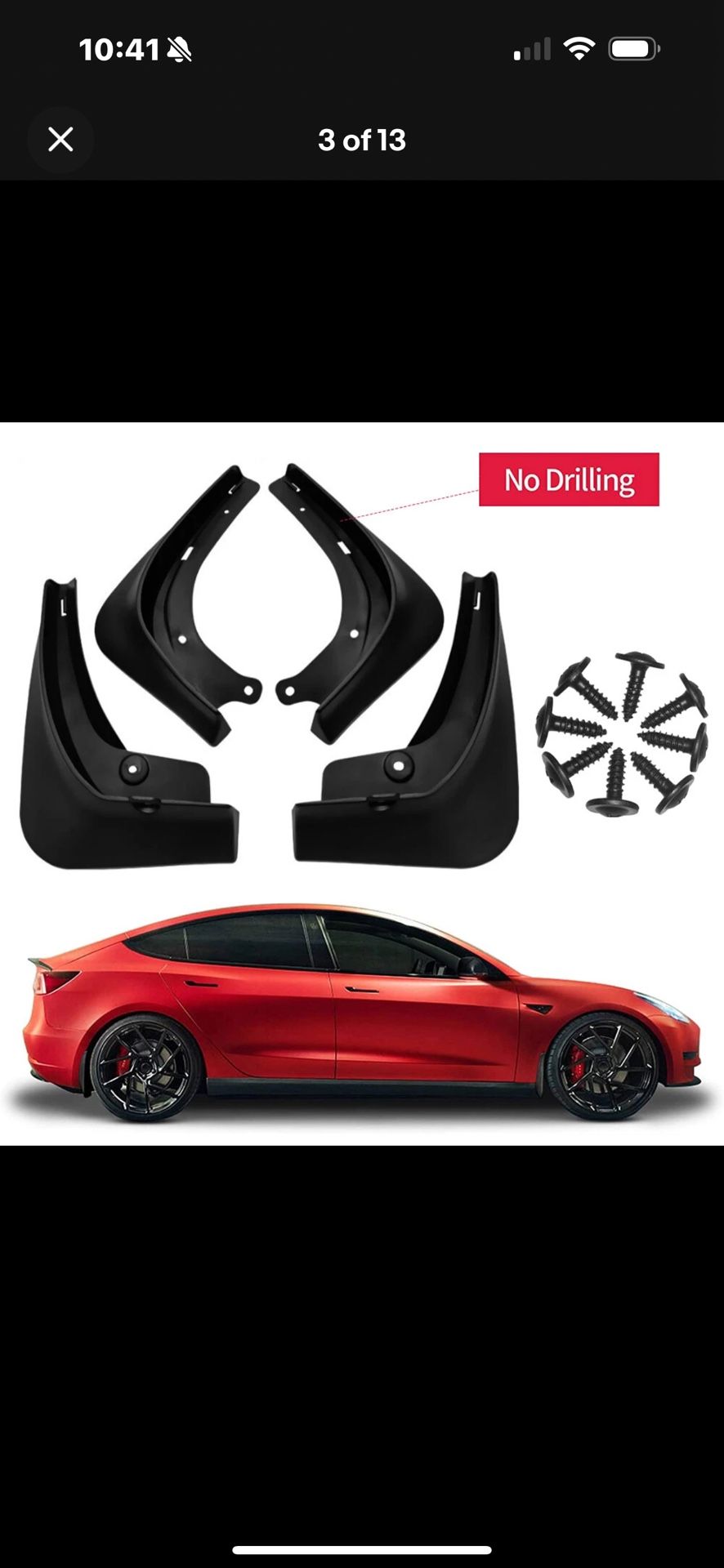 Tesla Model 3 2016- 2024 Mud Flaps Splash Guards Front & Rear Black Set of 4