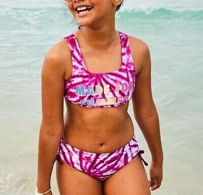NWT JUSTICE Made for Summer 2 piece Swimsuit Bathing Suit Girls 10 Magenta