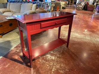 Red Wooden Console Table with Single Drawer