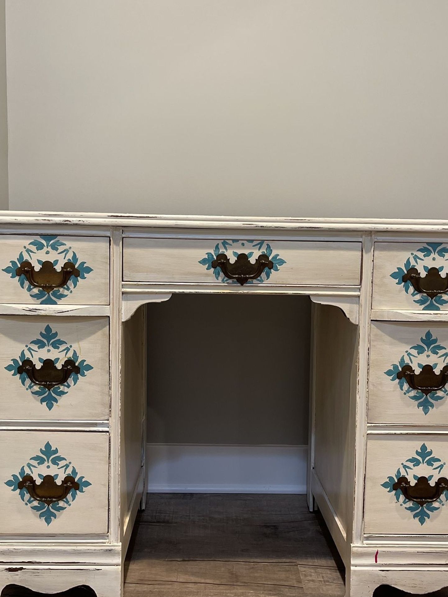 Hand Painted Distressed Desk Or Vanity