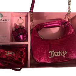 Juicy Couture 3-Piece Fuchsia Pink Mini Hobo Bag (mothers Day Gift Set)  NWT