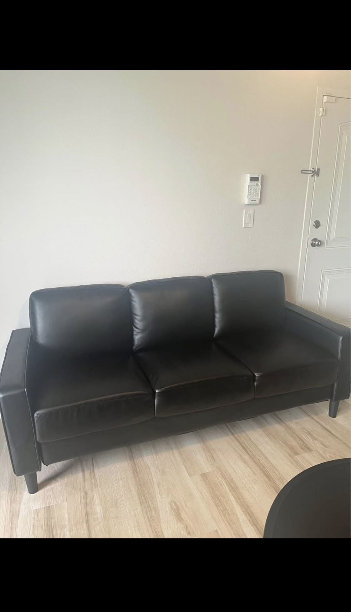 2 piece Faux Leather Black Couches