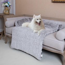 Coohom Calming Dog Bed Pet Couch Protector Dog Cat Bed Mats for Furniture with Removable Washable Cover,Plush Sofa Cover Cushion with Soft Neck Bolste