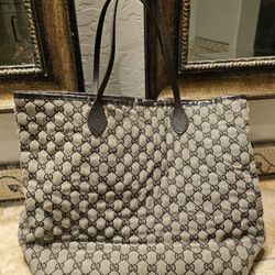 Quited Habd Made Tote Bag Leather Handle