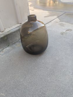 Glass Vase Oval Shape Thick Color Dark Brown H 11" X W 8" 