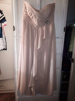 Strapless light tan bridesmaid dress size 16