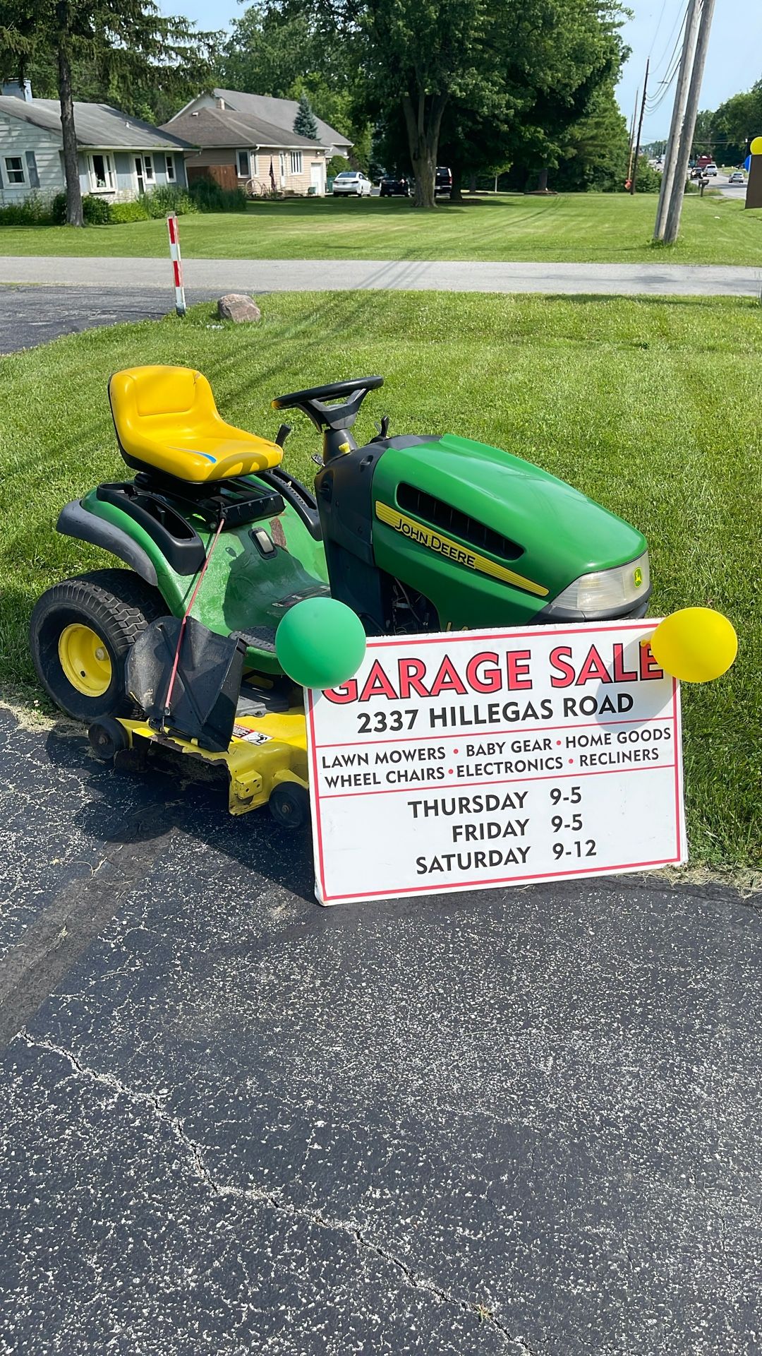 John Deere La145 Lawn Mower - Garage Sale - Lift Recliner- Wheel Chair - Clothes - Snow Blower