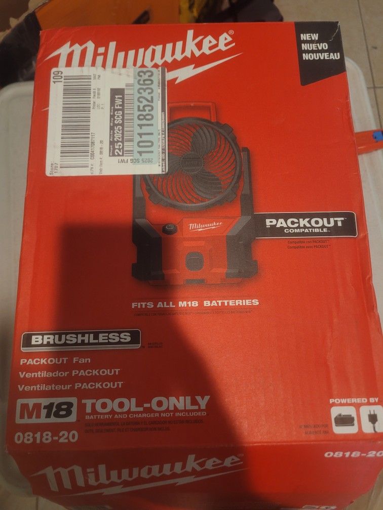 Milwaukee M18 Brushless Packout Jobsite Fan Tool Only!!!