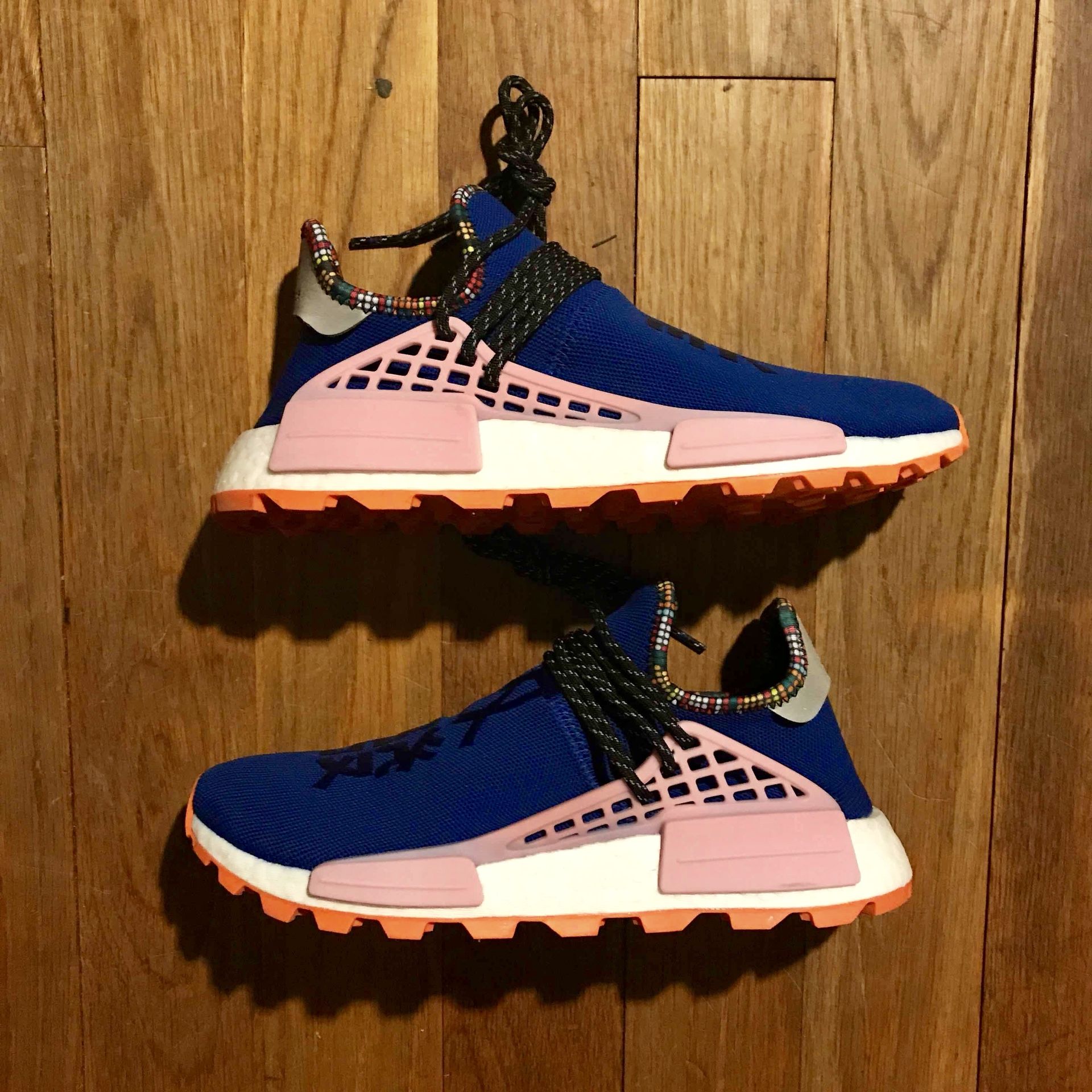 Adidas Pharrell Williams Solor HU NMD Blue Trail Men Size 8.5/Women 9.5 boost.yeezy.SOLD OUT.rare