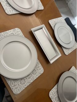 silver/gray dining table dish set 5pc