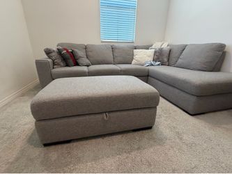 2 pieces sectional couch with ottoman  - living spaces