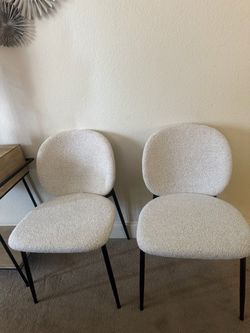 Set of 2 Boucle Accent Dining Chairs