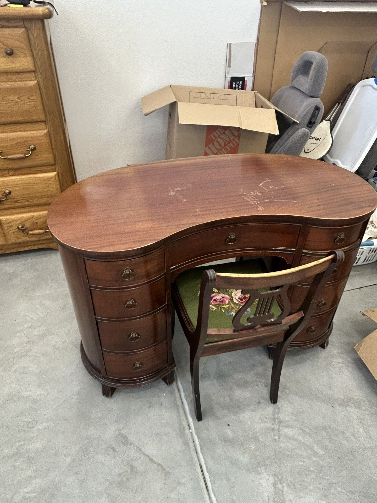 Mid Century Kidney Shaped Desk Includes Chair