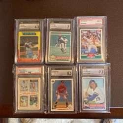 Graded Topps RC Baseball Cards Carew, Chipper, Brock, Aaron, Yount, Belle 