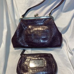 vintage Nine West crocodile-embossed wine-colored
