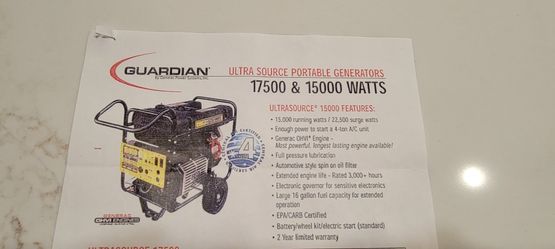 Generator: Generac Guardian 15kW/22.5kW (Surge), Model# 4582